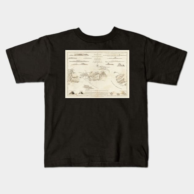 Old Virgin Islands Map (1775) St Thomas, St Croix, St John, Tortolla, Virgin Gorda Vintage Atlas Kids T-Shirt by Bravuramedia